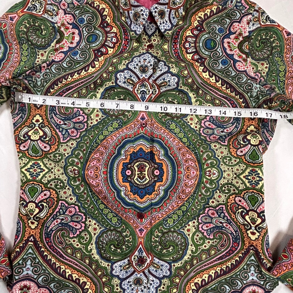 Robert Graham Mandala Button Down Cuff Link Shirt Cotton Women S/ 4 - Picture 3 of 9